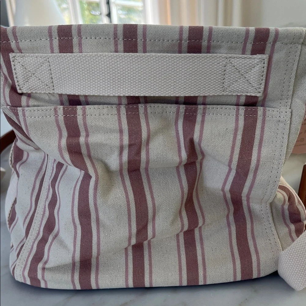 Poppy & Peonies Pink and Cream Striped Tote - Picture 3 of 6